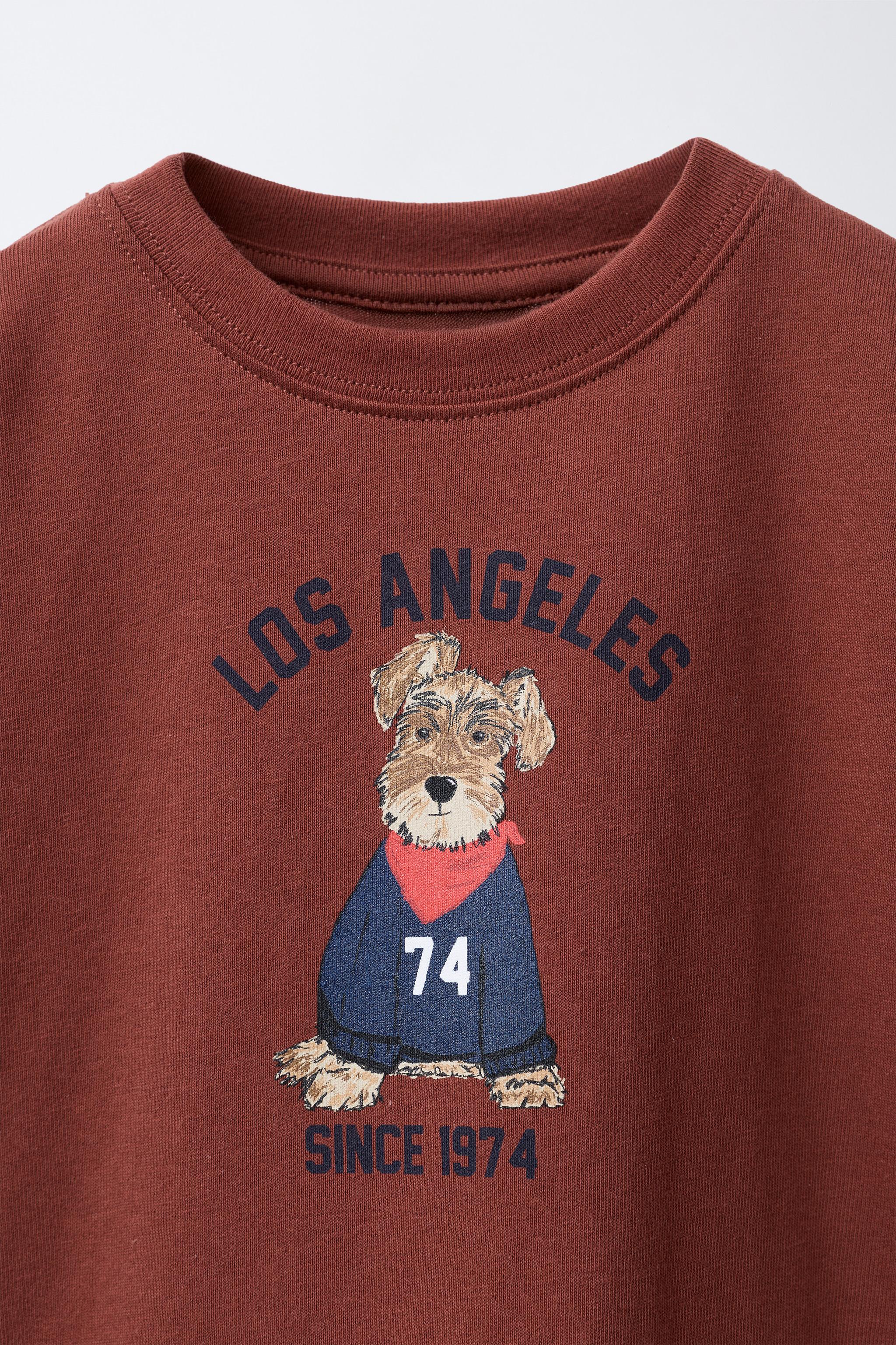 DOG AND NUMBER PRINT T-SHIRT